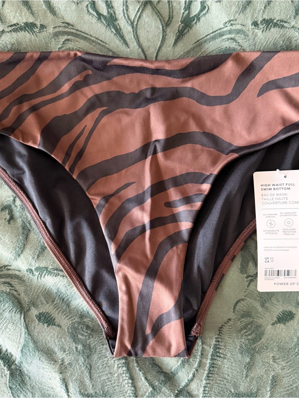 Athleta High Waist Full Swim Bottom - Prima Woodland Zebra - XS